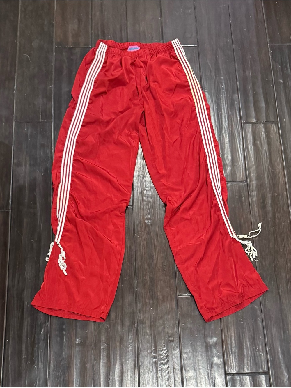 Edikted Red Track Pants with White Side Stripes